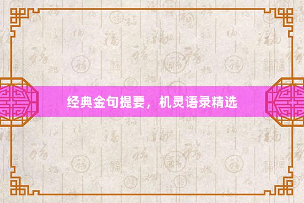 经典金句提要，机灵语录精选